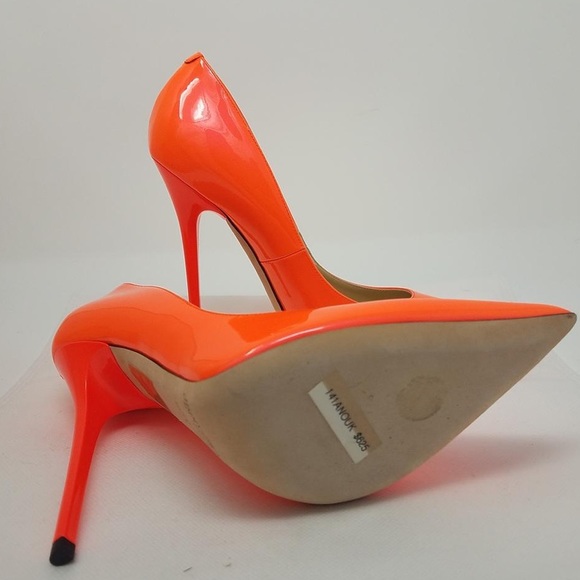 Jimmy Choo Orange Red Patent Leather Anouk Pointed-toe Pumps 37 - Picture 6 of 6